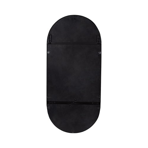 Kate and Laurel Estero Modern Metal Oval Mirror with Rounded Shelf; 11 x 25; Black; Decorative Contemporary Capsule Shelf Mirror for Storage and Display