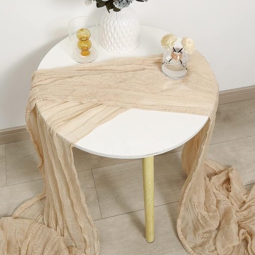 DOLOPL Beige Cheesecloth Table Runner - 13.3ft Boho Rustic Sheer Design for Weddings & Parties
