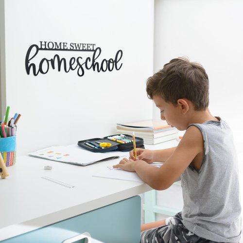 Home Sweet Homeschool Metal Wall Sign - Inspirational Classroom Decor for Preschool & Kindergarten, School Room Wall Art Gift for Kids and Teachers