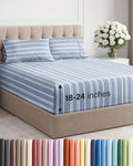 Skiennix Extra Deep Twin XL Sheet Set | 4-Piece Breathable Cooling Bedding - Soft, Wrinkle-Free - Blue Stripes