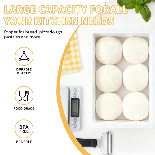 Pizza Dough Proofing Box - Stackable Commercial Quality Trays with Covers (17.7 x 12.6 Inches) - 2 Trays and 2 Covers Perfect as a Bread Proofing Box and Dough Container - Pizza Storage Container
