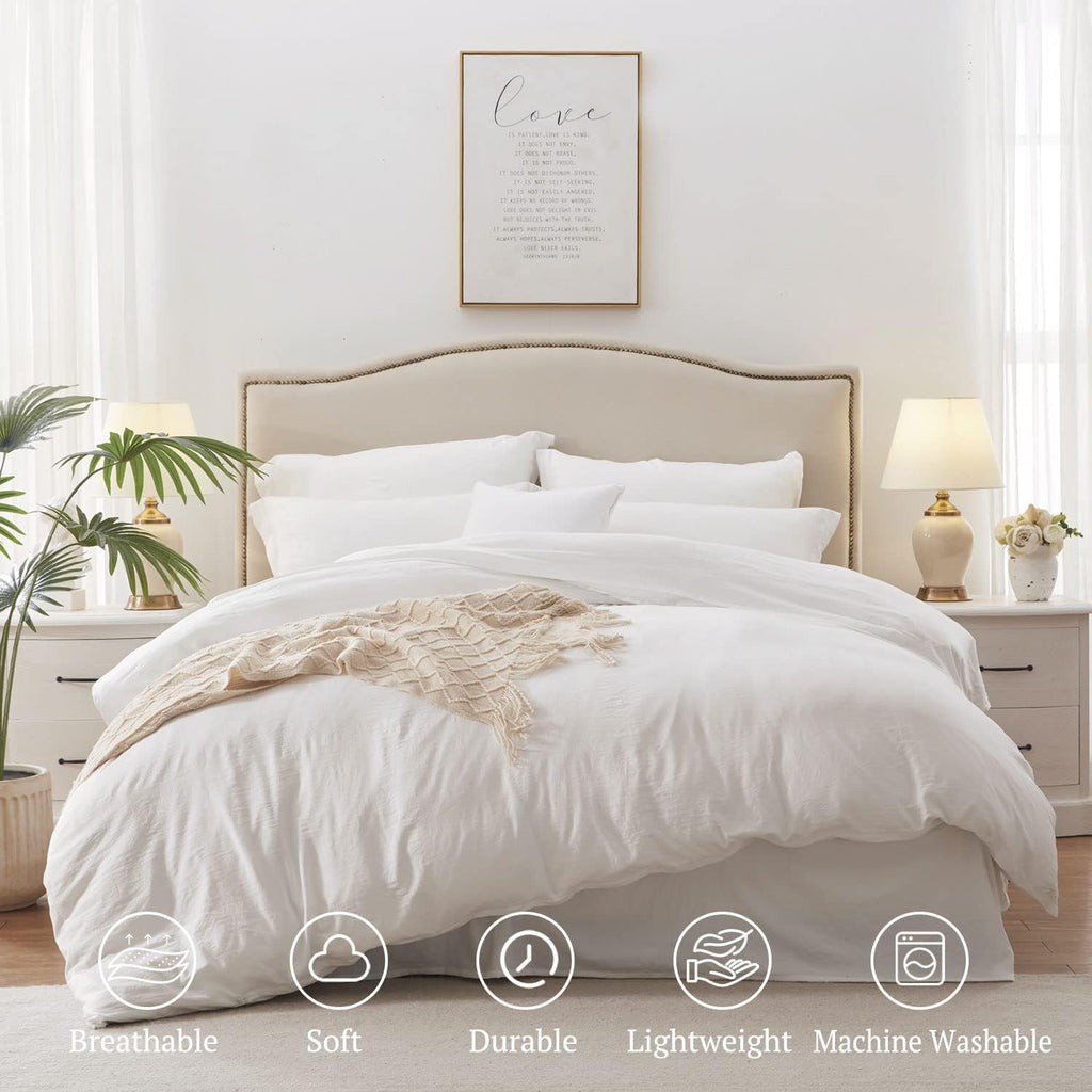 3 Side Zipper Duvet Cover Set King Size White - Soft Microfiber Duvet Cover Set with 3 Sided Zipper Closure, King Size Duvet Cover (90"x104") & 2 Pillow Cases(20"x36"), NO Comforter
