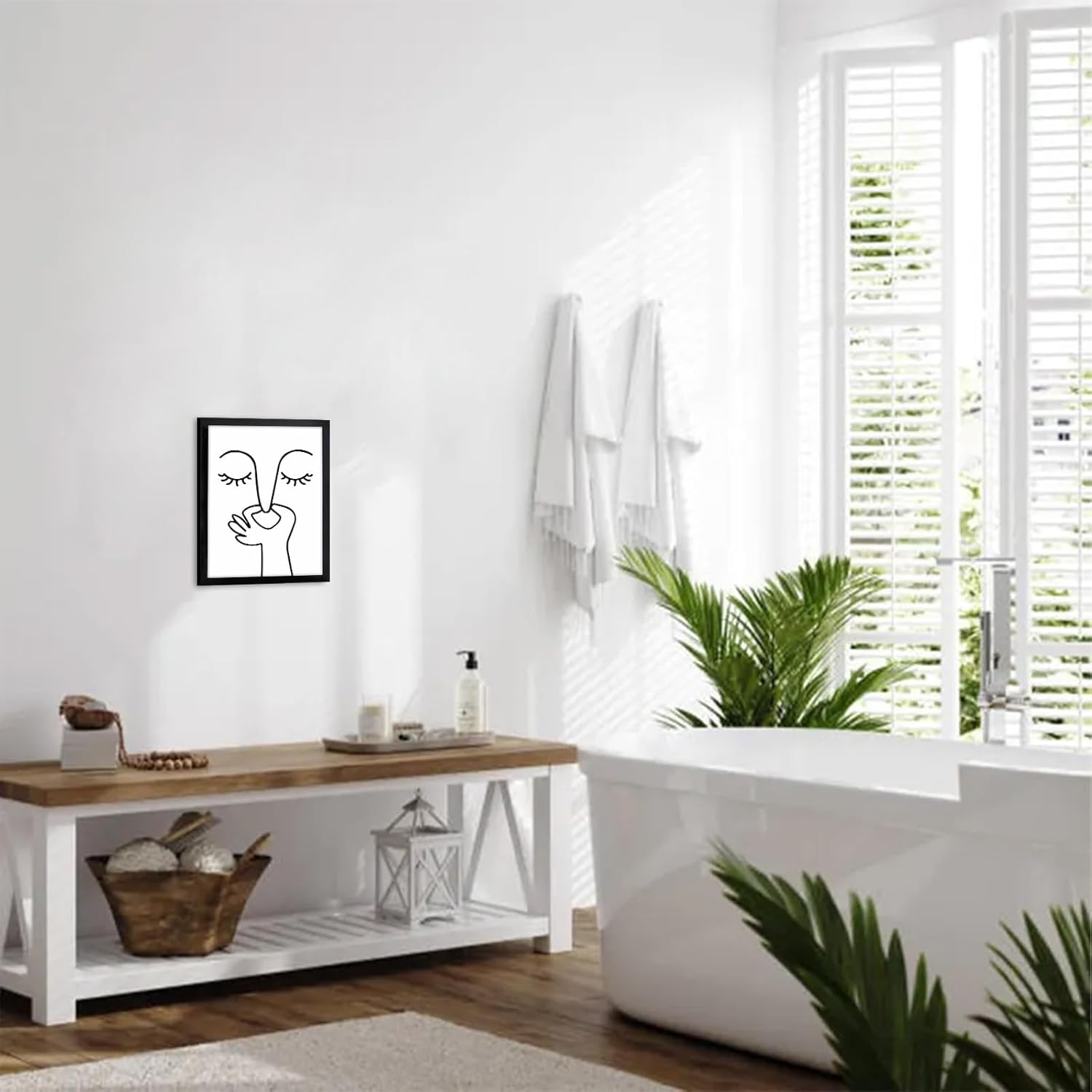 TWNSLLA Black and White Bathroom Wall Art - Funny Abstract Decor for Guest Toilets | 8"x10" Framed Print