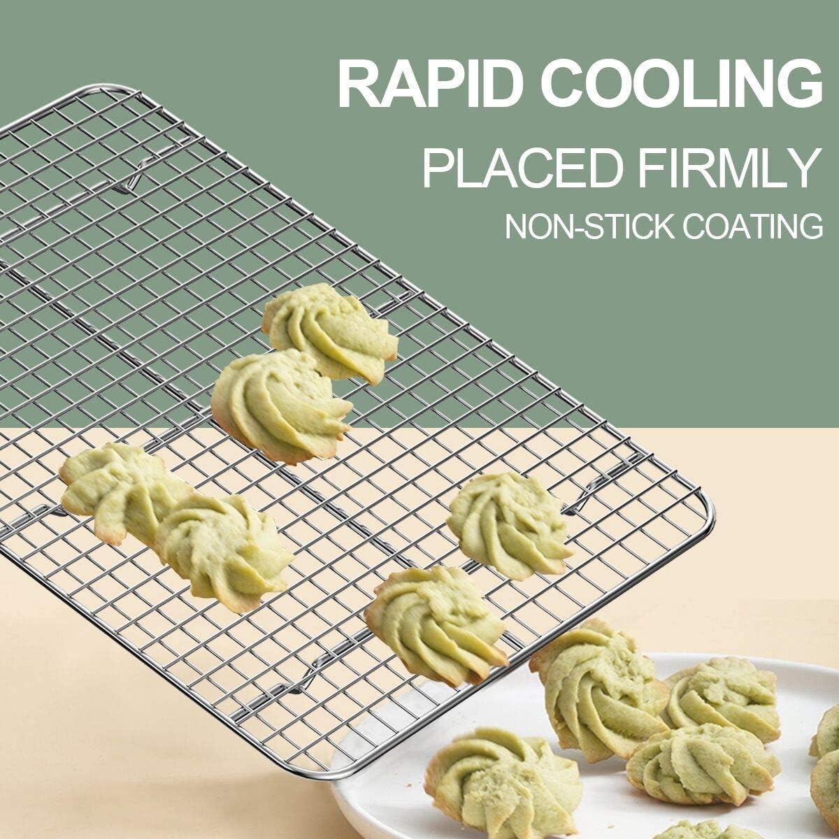 Wildone Baking Sheet Set - Stainless Steel Cookie Pans with Cooling Racks | 18 x 13 Inch, Non-Toxic & Heavy Duty