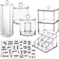 Talented Kitchen Bathroom Storage Organizer with Labels - 6-Pack, Black & White Acrylic, Polished Finish - Beauty Storage Set & Acrylic Makeup Container for Vanity Counter & Bathroom Organization