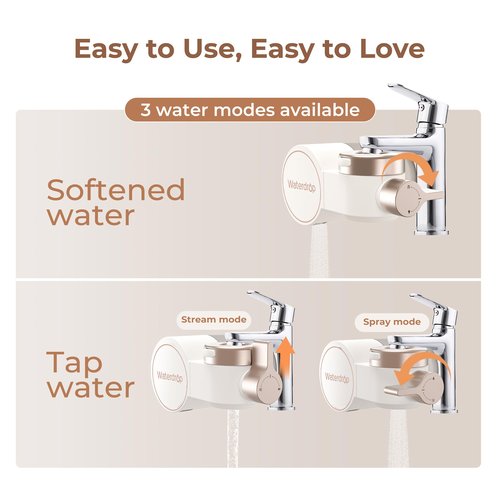 Waterdrop BFT1 Skincare Bathroom Sink Filter, Water Filter for Sink Faucet, 0.000001 mm, Reduce 99.9% Chlorine, Skin Redness & Scale Control, Water Softner, NSF Certified (1 Filter Included)