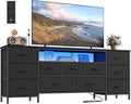 SONGMICS TV Stand - Modern Dresser for TVs Up to 70 Inches | 11 Drawers & Shelf in Ink Black