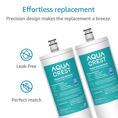 AQUACREST DW80/90 Under Sink Water Filter, Replacement for Aqua-Pure AP-DW80/90, AP-DWS1000, Kohler K-201-NA, Kohler K-202-NA (Pack of 2), Model No. WF60-80/90