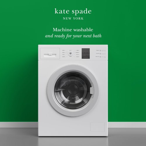Kate Spade New York Dotted Woven Bath Rug, 17 in x 24 in, Absorbent Bath Mat, Slip Resistant, Made from 100% Cotton, Machine Washable, Green