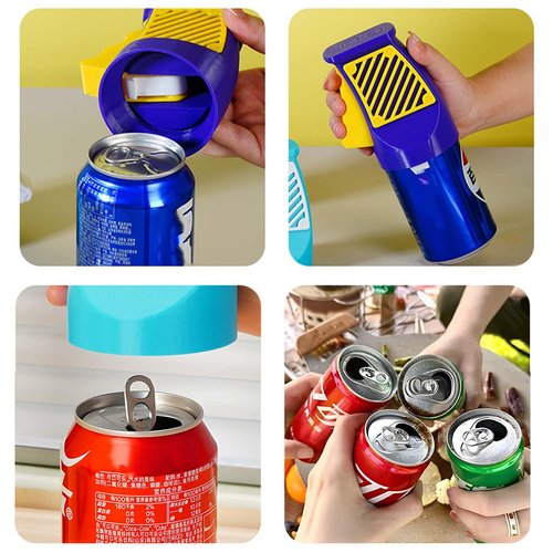 3D Printed Beverage Can Opener - Quick and Easy Tool for Beer, Soda, and Pull-Tab Cans - for Women with Long or Acrylic Nails (Blue)