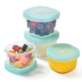 U-Taste 3oz 6oz Small Storage Containers: Food Grade Liquid-Silicone Freezer Box with Airtight Lid, Microwave Safe with Clear Measurements, Reusable for Meal Prepping Portion (Set of 4, Aqua Sky)