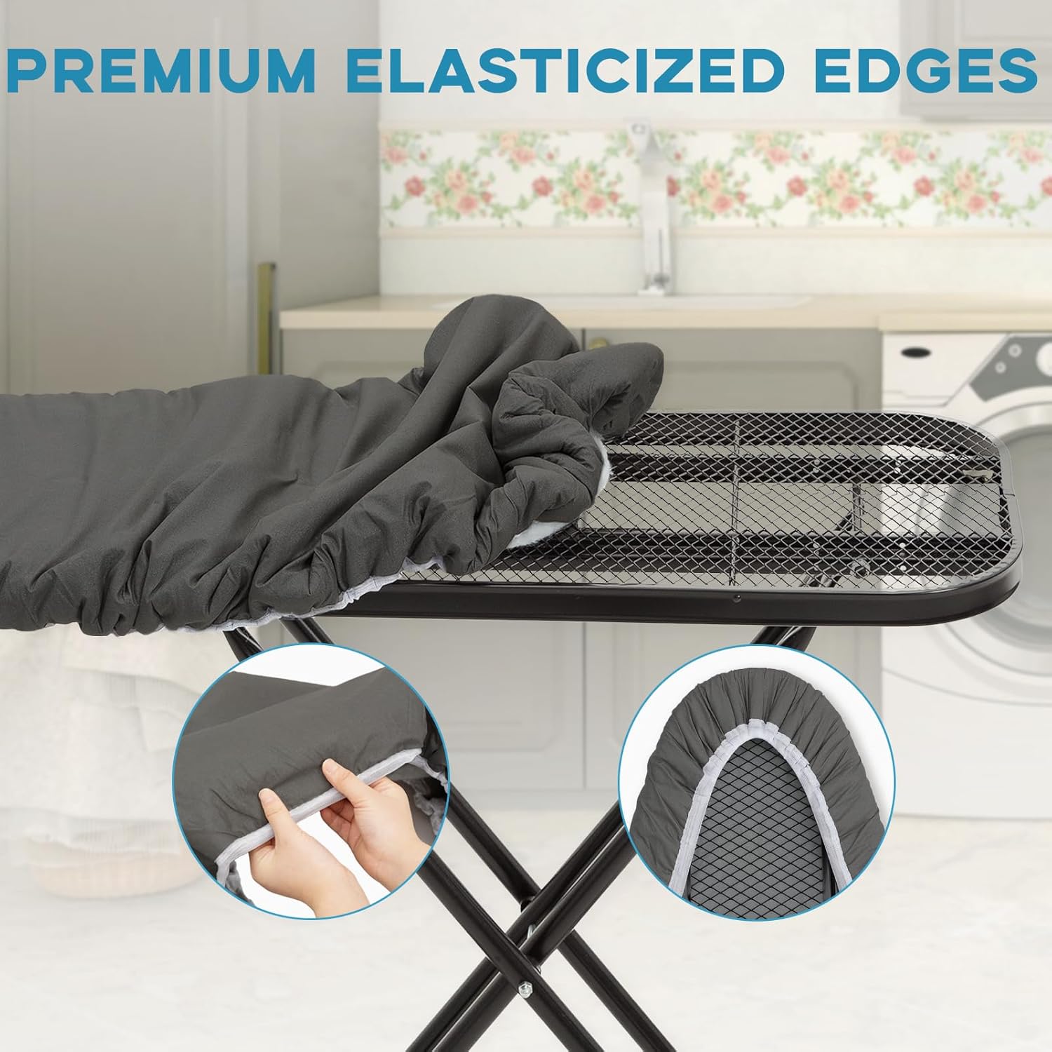 RAINHOL Iron Board Cover - Extra Thick, Scorch & Stain Resistant, Standard Size 15"x54", Black