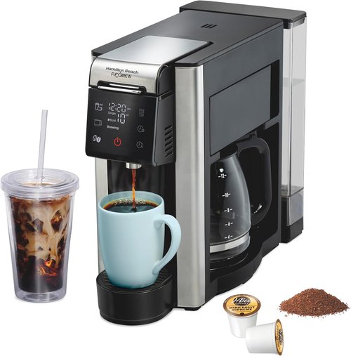 Hamilton Beach FlexBrew 5-in-1 Coffee Maker - Programmable Hot & Iced Brew, 12 Cup Capacity, Black