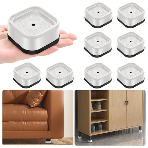shouwuhho 8 Pack Furniture Risers Adjustable Bed Risers Heavy Duty Lifts Height 1", Square Stackable Bed Risers 1, 2 or 3 Inch for Desk Leg Table Couch Sofa Chair Bed Frame Legs Dorm, White