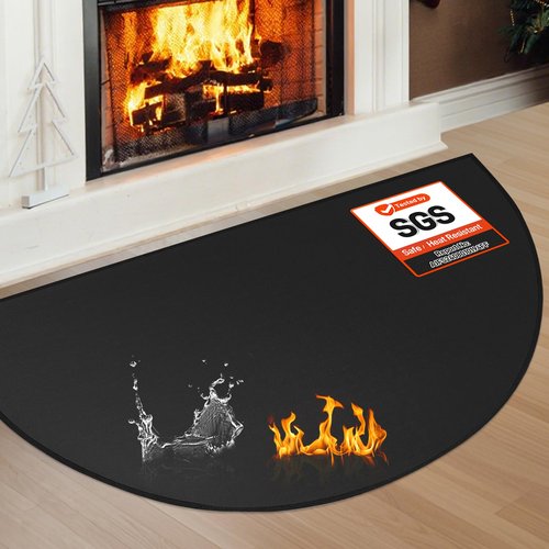 Fireplace Mat Fireproof, 2' x 3'6'' x 0.04'' Fireplace Rugs Fire Resistant, Hearth Pads for Wood Stove Fireplace Indoor Outdoor, Thin Hearth Rug Protects Floors Carpets from Sparks Embers, Black