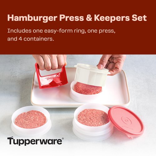 Tupperware Hamburger Press and 4-Container Set, Dishwasher Safe and BPA Free