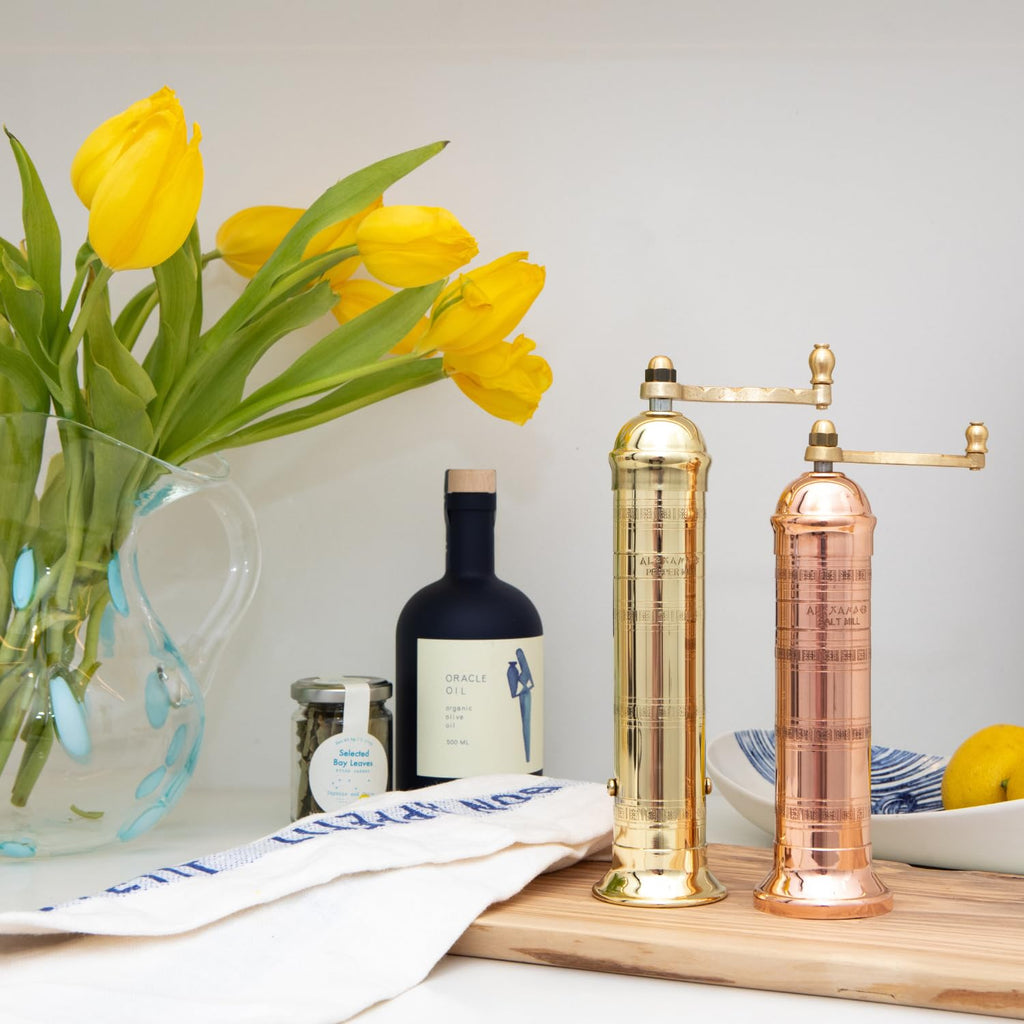 Alexander Home Original Greek Pepper Mill, 8-Inch Brass – European Manual Pepper Grinder Refillable