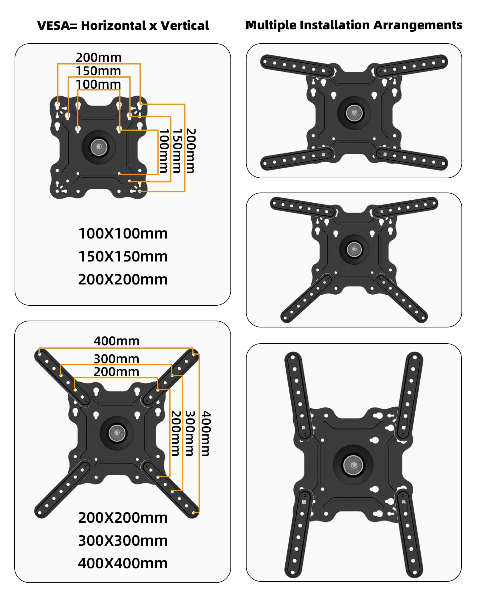 HILLPORT Vertical Swivel TV Wall Mount for Most 32-50 inch, Long Arm Rotate to Portrait TV Corner Bracket, Support Full Motion 360 Degree, Max VESA 400x400mm Up to 57lbs DY3255