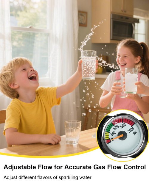 AUGREX 60 Inch Soda Maker Adapter Hose Kit Fit for Gaia Terra DUO Art Soda Machine Aqua Fizz Pink Carbonated Water Machine Co2 Tank Adapter, w/Flow Control Ball Valve and Stainless Steel Hose