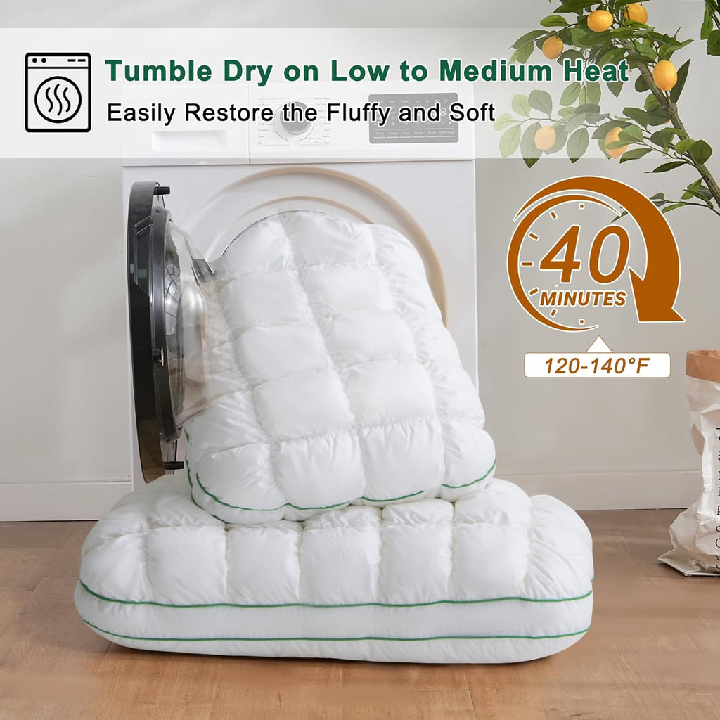 YOUR MOON Fluffy Support Bed Pillow - Queen Size | Super Soft Down-Alternative Filling for Side Sleepers