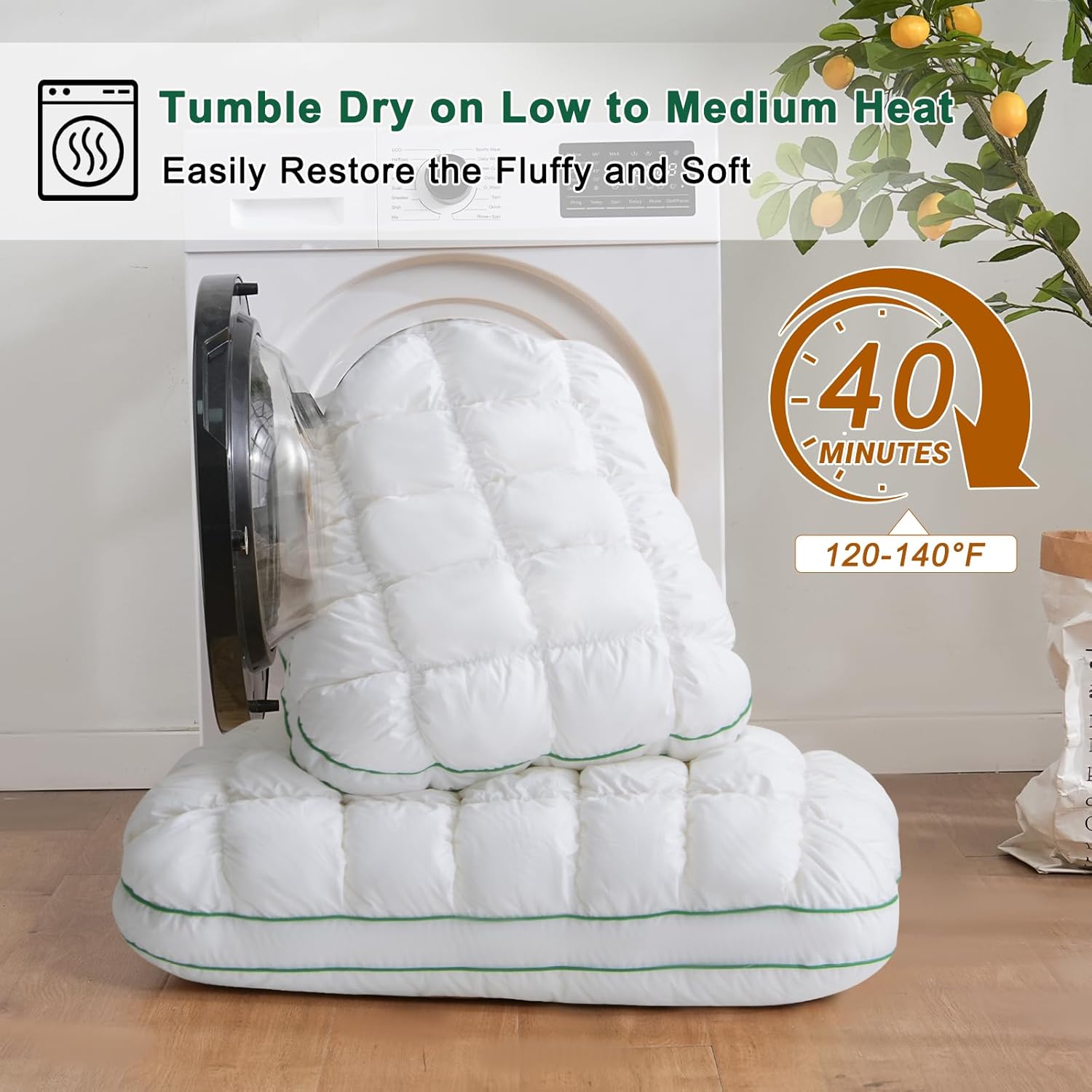 YOUR MOON Fluffy Support Bed Pillow - Queen Size | Super Soft Down-Alternative Filling for Side Sleepers