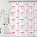 Caheansi Pink Shower Curtain, Pink and White Modern Aesthetic Bowknot Polka Dot Cute Girly Bathroom Curtain Waterproof Fabric Machine Washable with Hooks, 72" Wx72 L