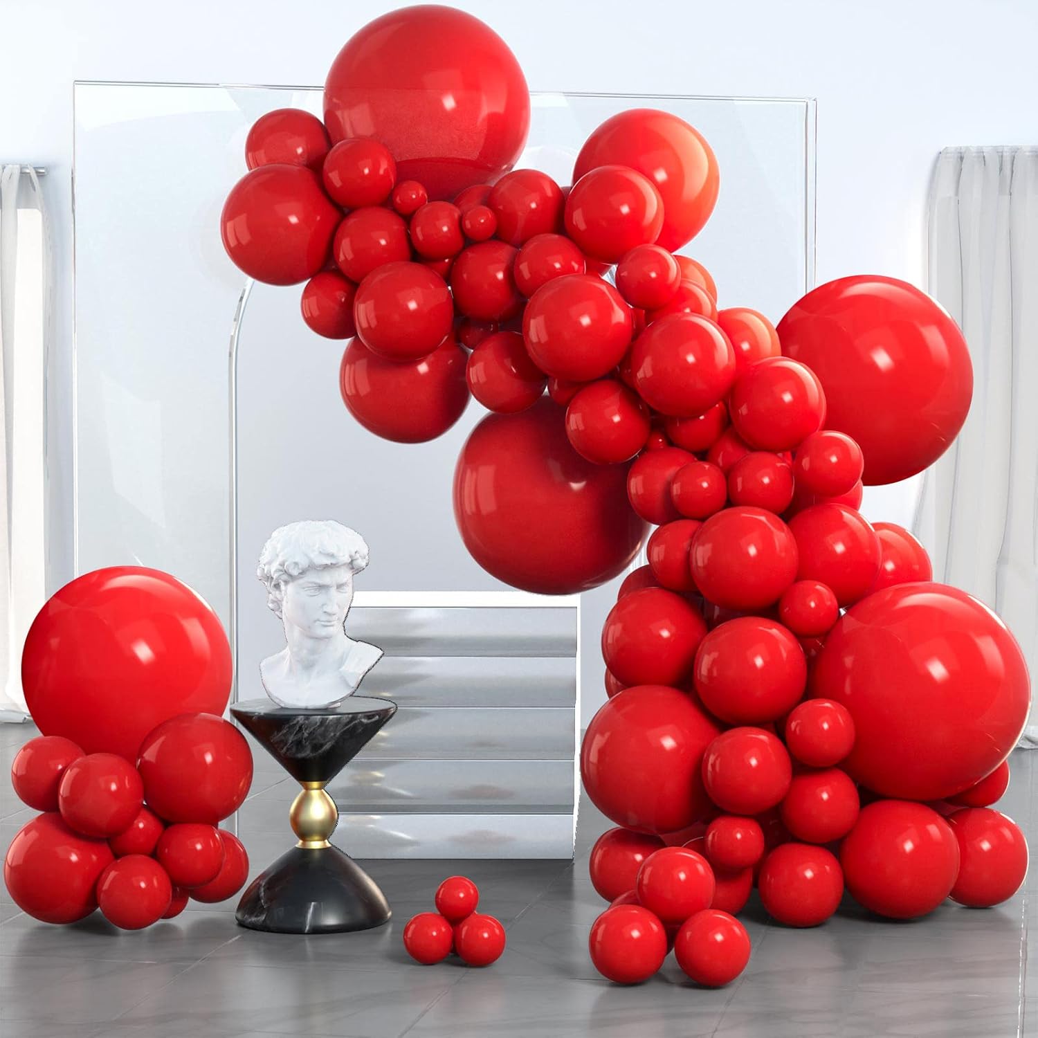 PartyWoo Classic Arch Kit - 280 Pcs White & Red Balloons in 18/12/10/5 Inch Sizes
