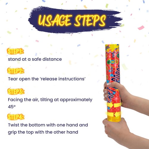 Confetti Cannon Multicolor Confetti Poppers 6 Pack Biodegradable Party Poppers 12 Inch Confetti Shooter Sticks for Wedding Graduation Birthday Engagement Anniversary Christmas New Year Celebration