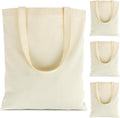 Skiennix Canvas Tote Bag - 4 Pack Reusable Cotton Grocery Bags with Handles for Crafts & Gifts