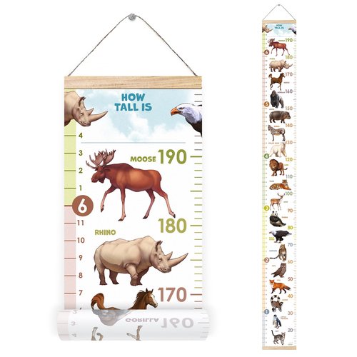 LIFELIKO Personalised Growth Chart for Animal Lovers, Removable Wall Ruler for Boys and Girls, Kid’s Room Decoration (Multicolor)