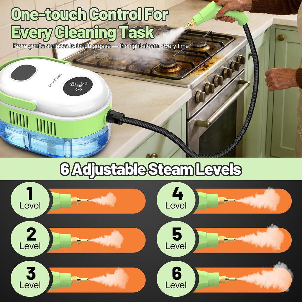 Skiennix 10-in-1 Steam Cleaner - High Temperature & Pressure, Fast Heating, 37.19oz Tank for Home & Car Cleaning
