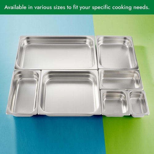 HECMAC 6 Pack Anti-Jam Hotel Pans, 1/3 Size 2 1/2 Inch Deep, Commercial Stainless Steel Chafing Steam Table Pan, Catering Storage Metal Food Pan, 23 Gauge