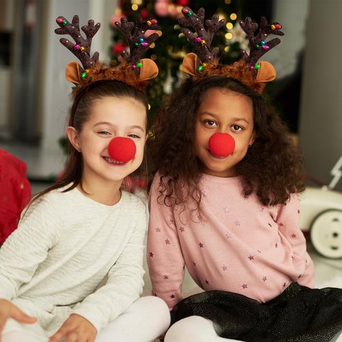 JOYIN Christmas 4PCS Reindeer Headband, Light-Up LED Antlers Reindeer Hat Holiday Headbands for Christmas Party Supplies and Holiday Parties Favors (ONE SIZE FITS ALL)