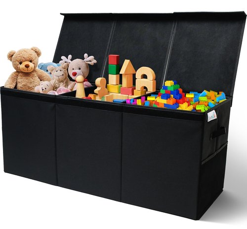SoftOwl Extra Large Toy Storage Organizer with Lid - Sturdy, Collapsible Toy Chest Storage Box Design - Toys Bin with Dividers for Kids, Nursery, Bedroom, Playroom 37"x16"x14"