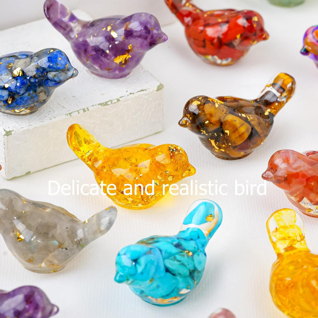 Skiennix 10PCS Crystal Bird Figurines - Unique Resin Animal Statues for Home Decor | Perfect Gift for Teens