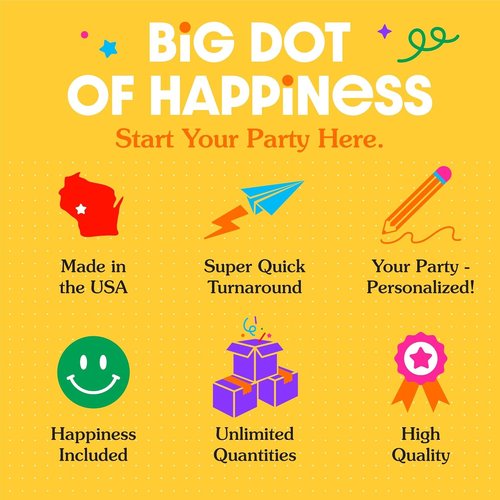 Big Dot of Happiness Black & Gold Birthday Garland Banner - Personalized Face Cut Outs, 30 Feet Long