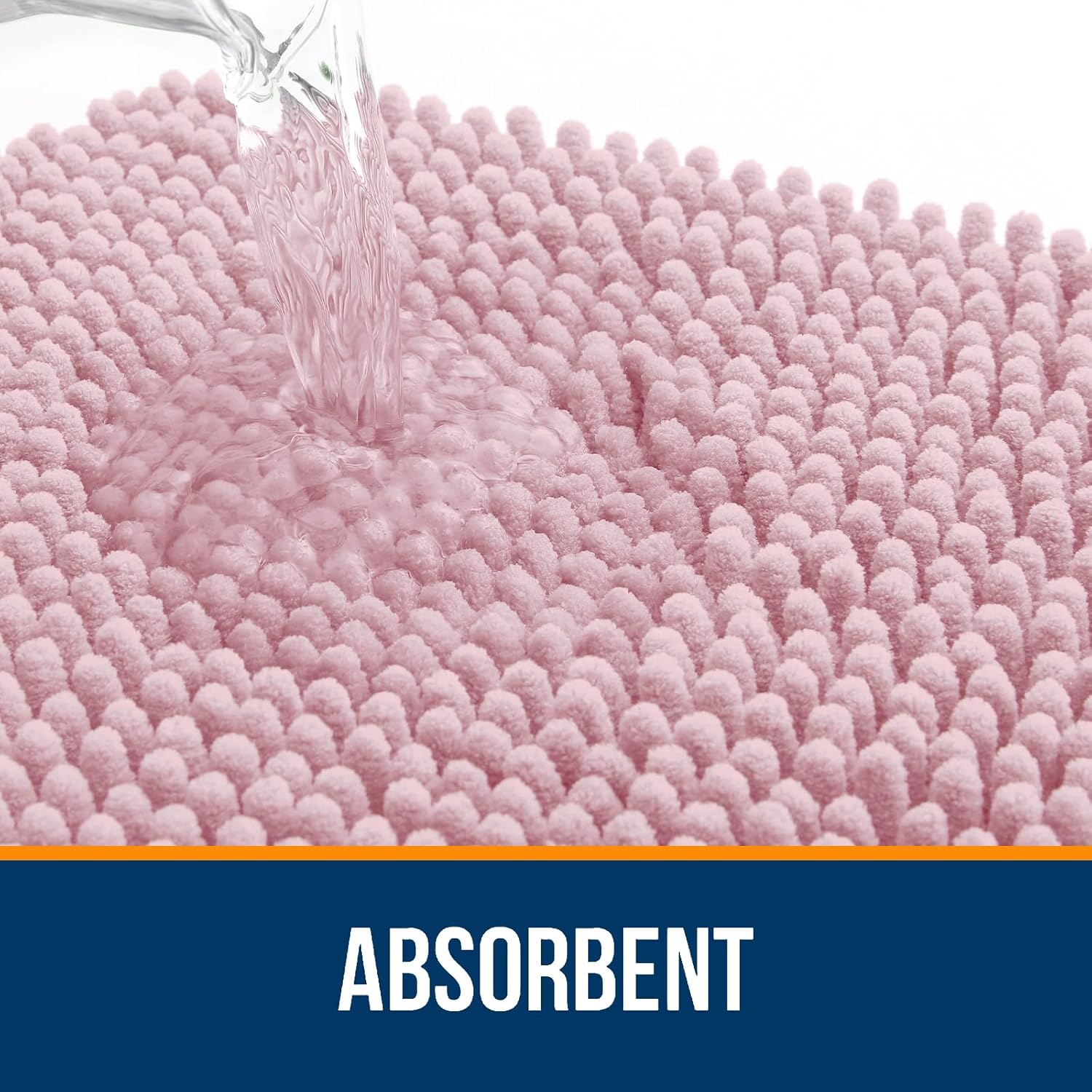 OLANLY Large Bath Rugs - Extra Soft Chenille, Quick-Dry Rubber Backing, Machine Washable | Dusty Rose 40x32