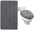 GORILLA GRIP Chenille Bath Rug and Toilet Lid Cover, Both in Gray Color, Bath Rug Size 36x24, Toilet Lid Cover Size 17.5x15, Both Machine Washable, 2 Item Bundle
