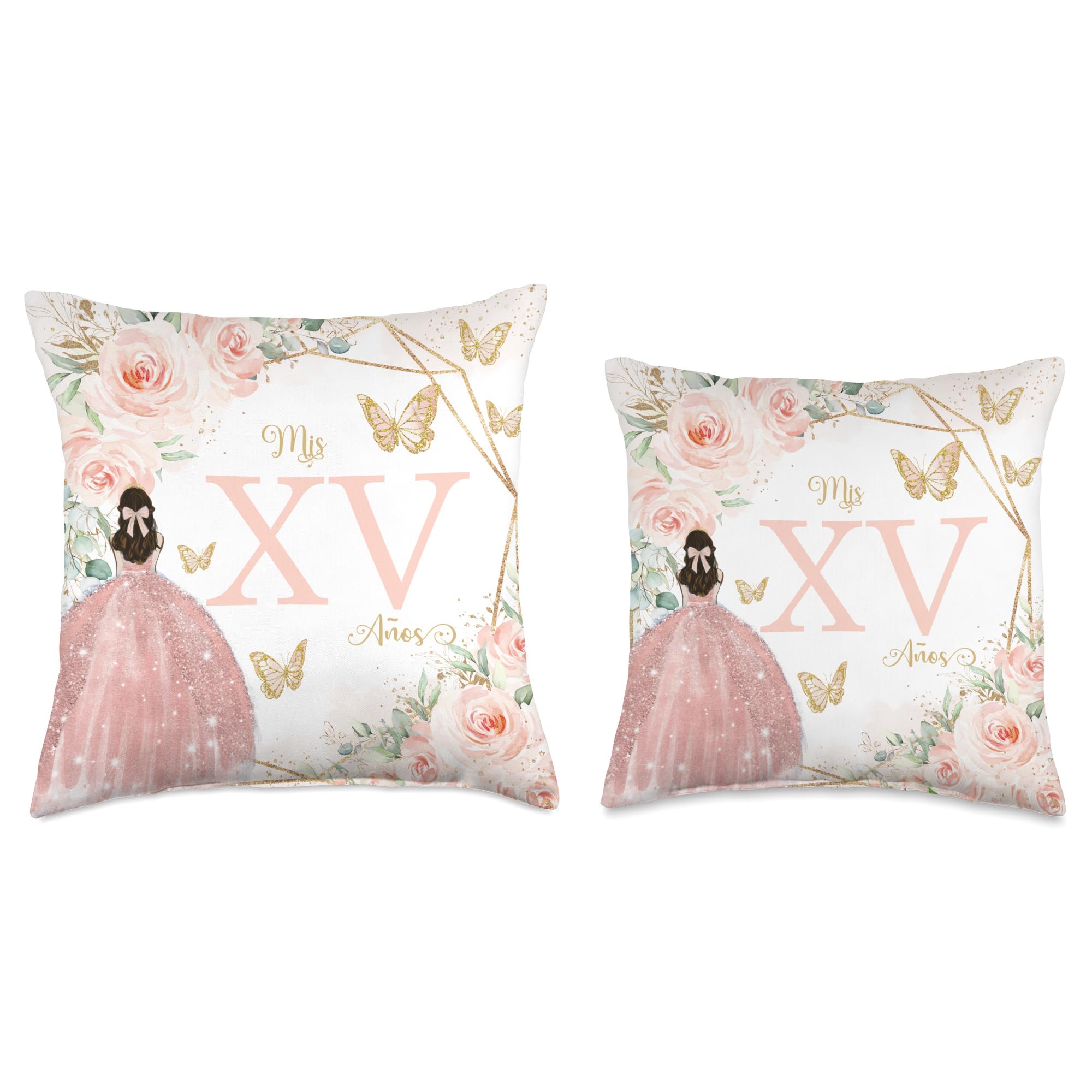 Blush Roses Floral Flowers Princess Quinceañera Mis XV Años Throw Pillow