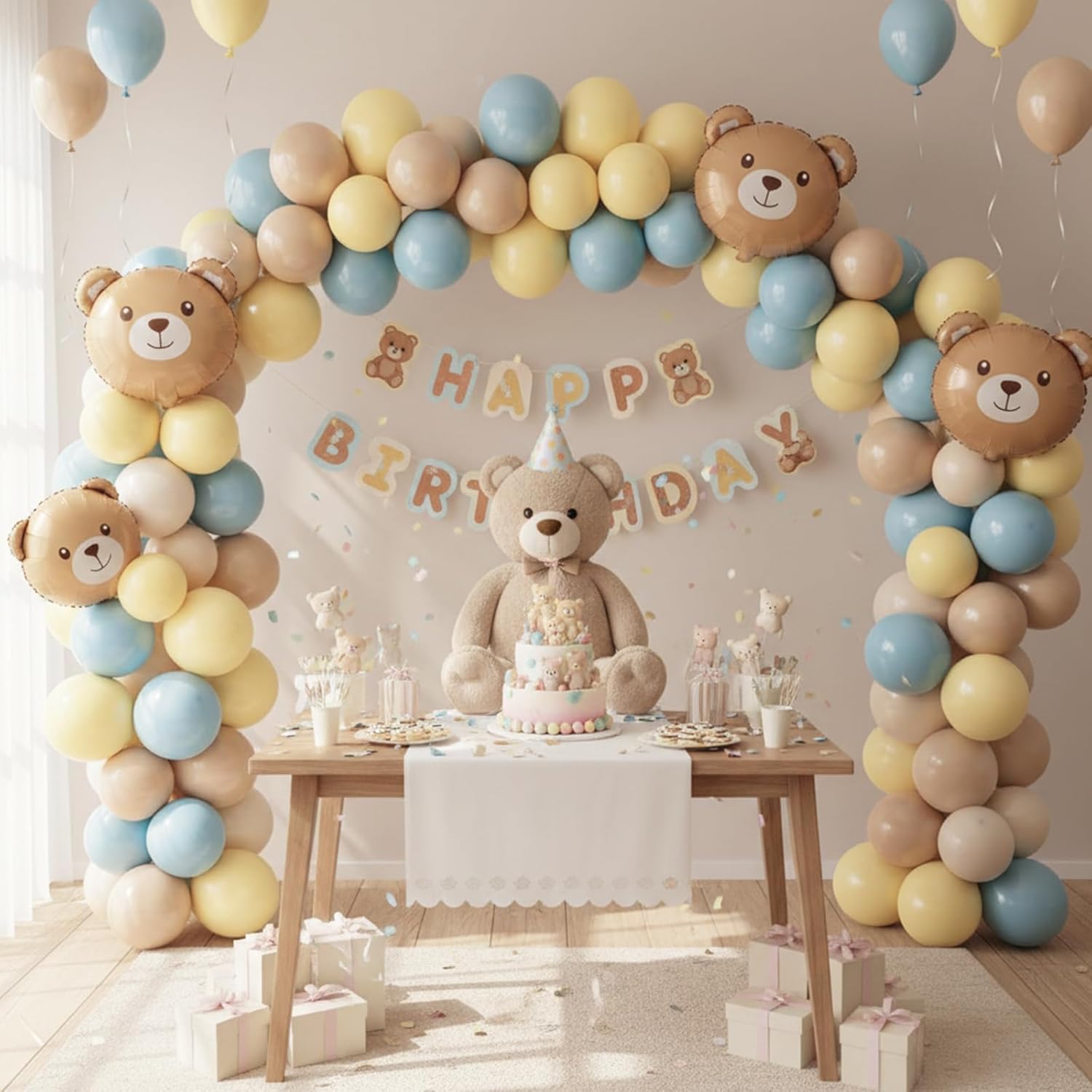 RUBFAC Pastel Yellow Balloons - 129pcs in Various Sizes for Birthday, Wedding & Baby Shower Decor