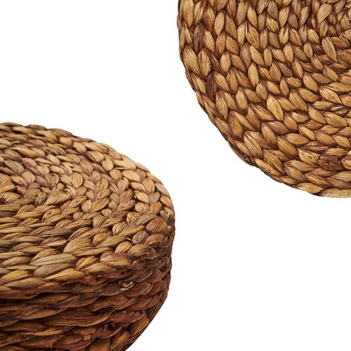 BARIEN Brown Woven Placemats Round Set of 10, Natural Water Hyacinth Weave Placemat for Dining Table, Large Handmade Woven Placemats Heat Resistant Non-Slip (14")