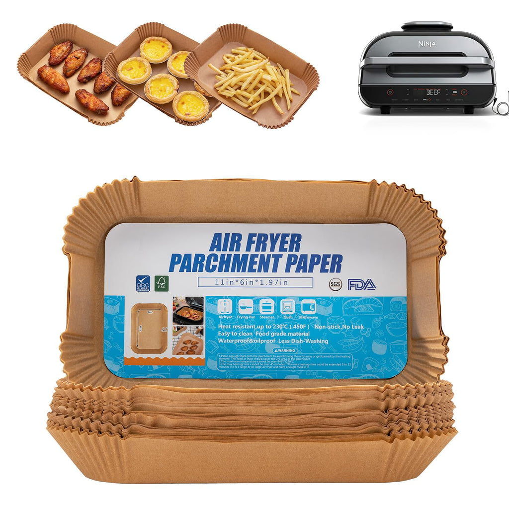 Air Fryer Liners For Ninja Foodi XL Smart FG551 6-in-1 Indoor Grill,100PCS Rectangular Air Fryer Disposable Paper Liner, Suitable for Ninja Foodi XL Smart