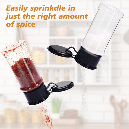Amyhill 100 Pcs Plastic Spice Bottles Spice Jars with Black Cap Seasoning Jars Shaker 2 Oz/ 60ml Clear Bottle Containers with Shaker Lids for Storing Herbs and Seasoning Powders
