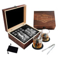 HEYPUB Whiskey Stones Gift Set,Whiskey Glasses Set 8 Granite Chilling Whisky Rocks, 2 Bourbon Glasses,Best Drinking Gifts for Men Dad Husband Birthday Anniversary Present，Plus 2 Free Coasters.
