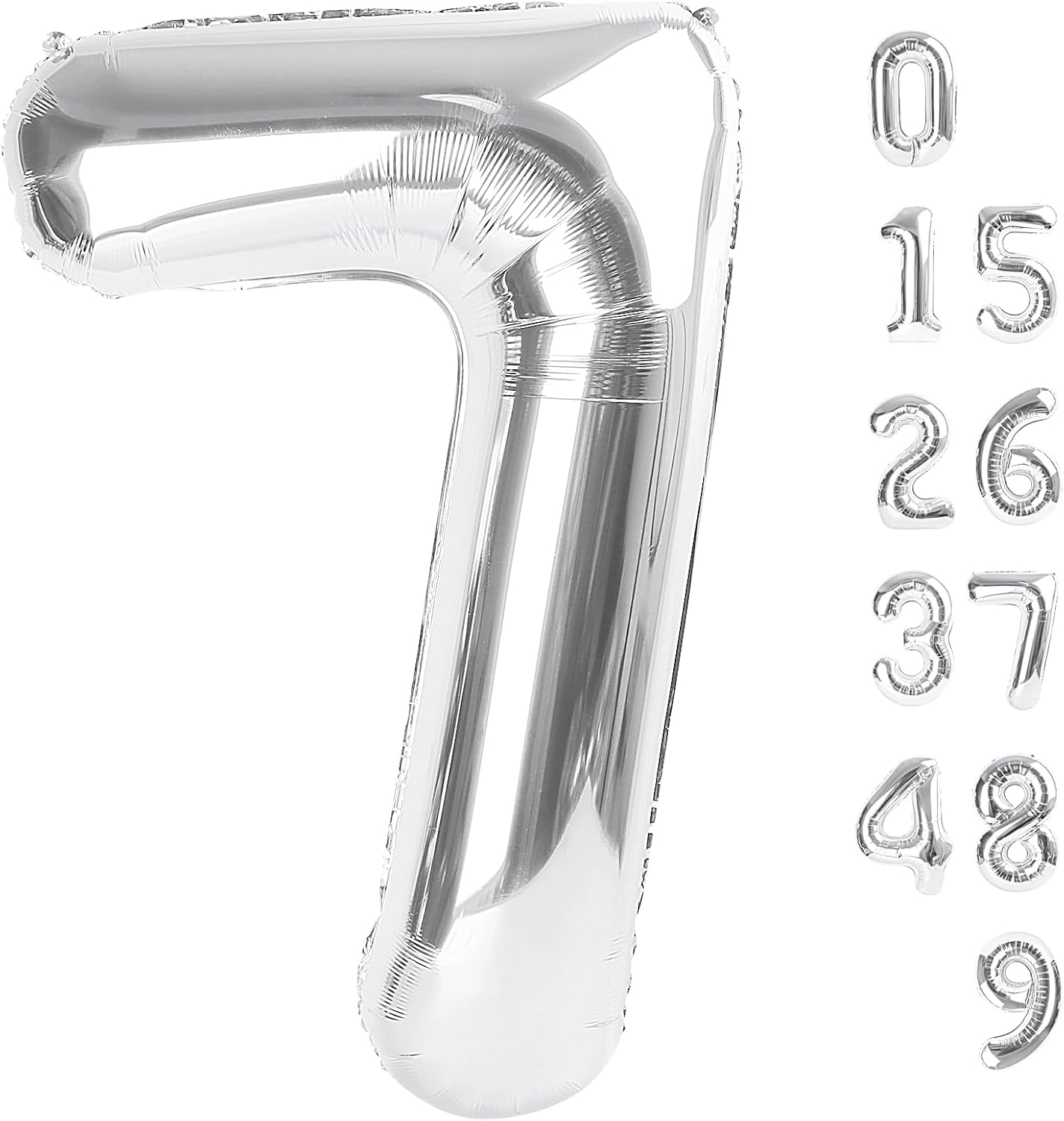 Number 7 Balloon by [Brand Name] - 40 Inch Silver Birthday Decor for 7th, 17th, 27th, and 70th Celebrations
