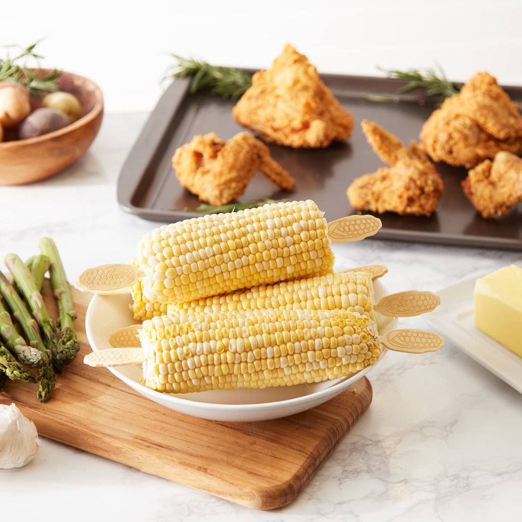 RSVP International Corn On the Cob Holders/Appetizer Picks Set Protect Hands from Heat & Mess, Disposable, 50-Count, Bamboo (Pack of 6)