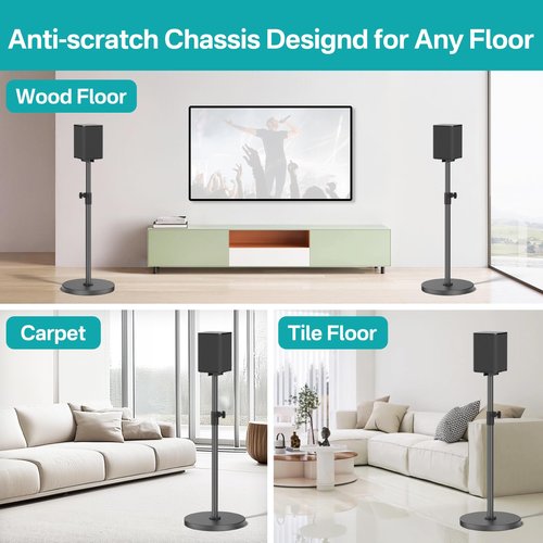 Heavy-Duty Speaker Stands Pair for LG Speaker Stands with LG Soundbar Mount - Height Adjustable Floor Speaker Stands for LG Surround Sound Speaker Stands SPQ8-S S95QR 578S1-S S78S2-S S65S3-S S55TR