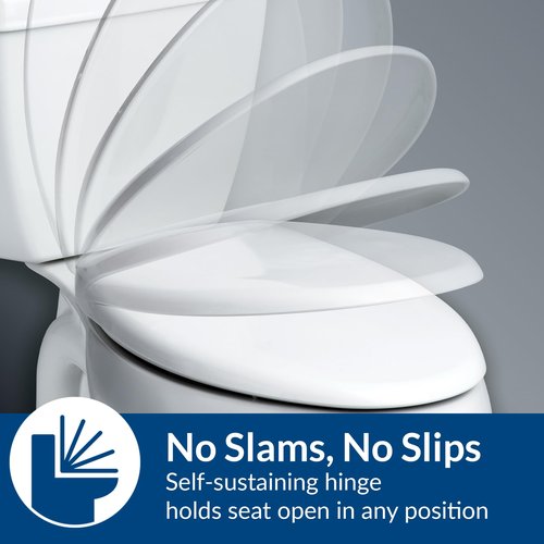 BEMIS 1655SSCT Commercial Open Front Plastic Toilet Seat, Heavy Duty Industrial No Slam Seat without Lid for Long Lasting Use, Made in USA, Elongated, White