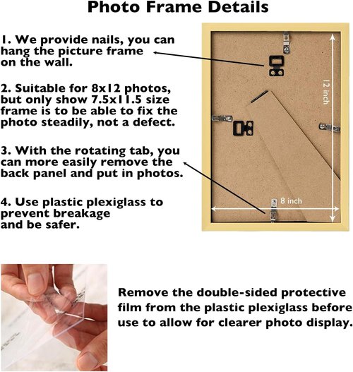 JCJMY Gold 8x12 Picture Frame - Versatile Wall & Tabletop Display with Shatter-Resistant Plexiglass