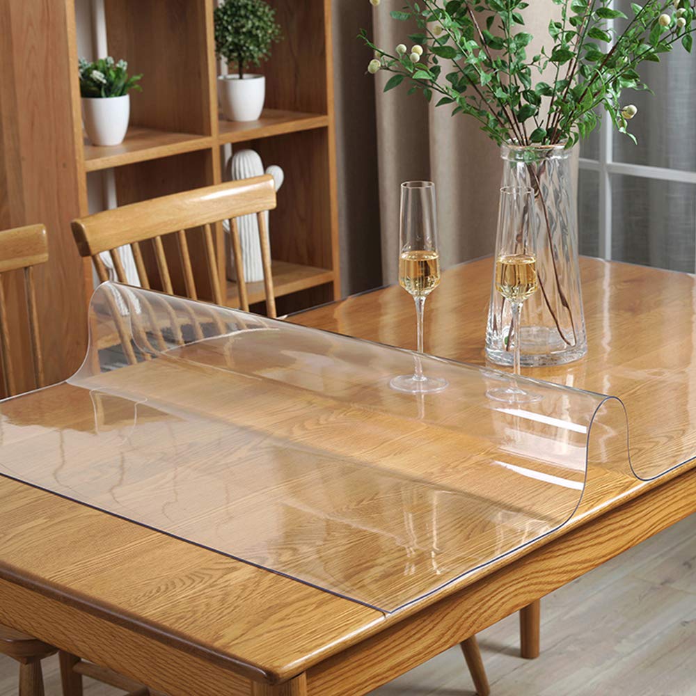 Clear Table Protector Plastic Table Cloths PVC Night Stand Table Cover Mat Office Desk Mat Shelf Surface Protection Crystal Children Painting Cover Pad Transprent Rectangular 24x32 inch